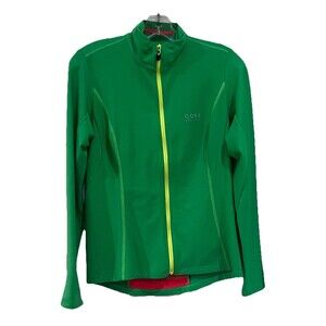 NWOT Gore Bike wear Fleece Lined Soft shell Full Zip Cycling Jacket Green Large
